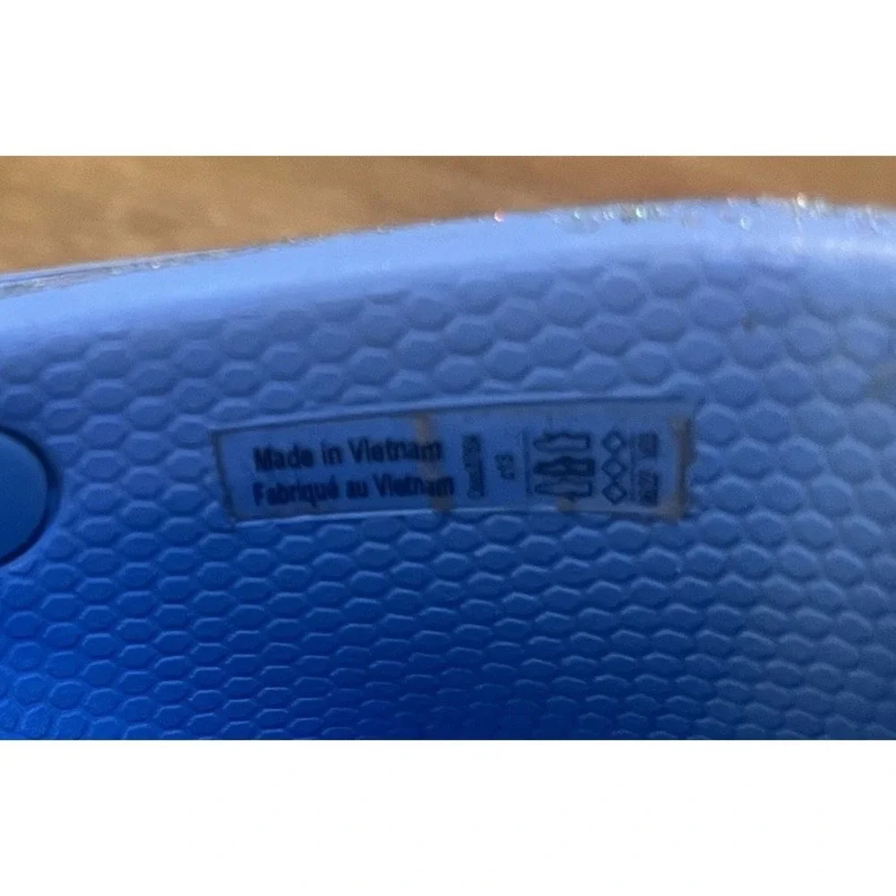 Crocs Kids C13 Platform Clogs Blue Glitter Classic Comfort Strap Slip‎ On Shoes